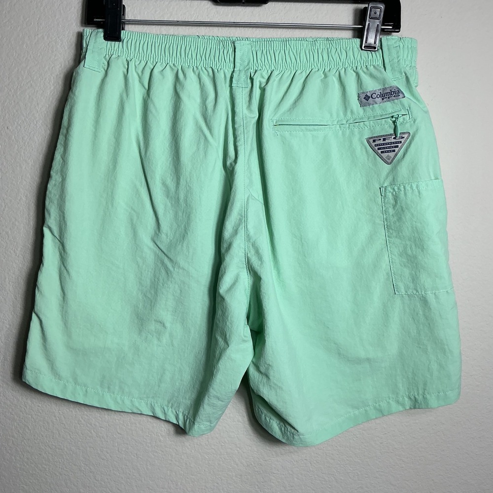 Columbia PFG Shorts Mens Small Mint Green Backcast 6" Inseam Water Swim Trunk